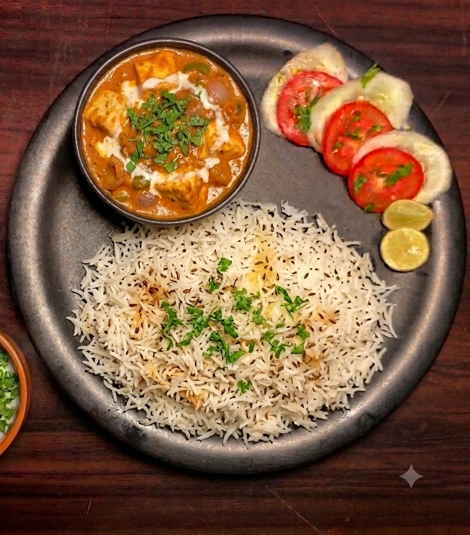 Satvik vegetarian thali at D’Peacock Restaurant